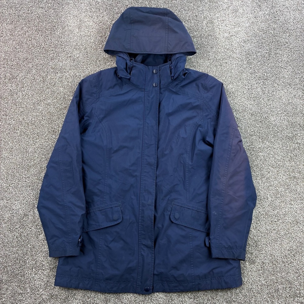LL Bean Parka Jacket Women's Medium Navy Blue Hooded Waterproof Field Chore